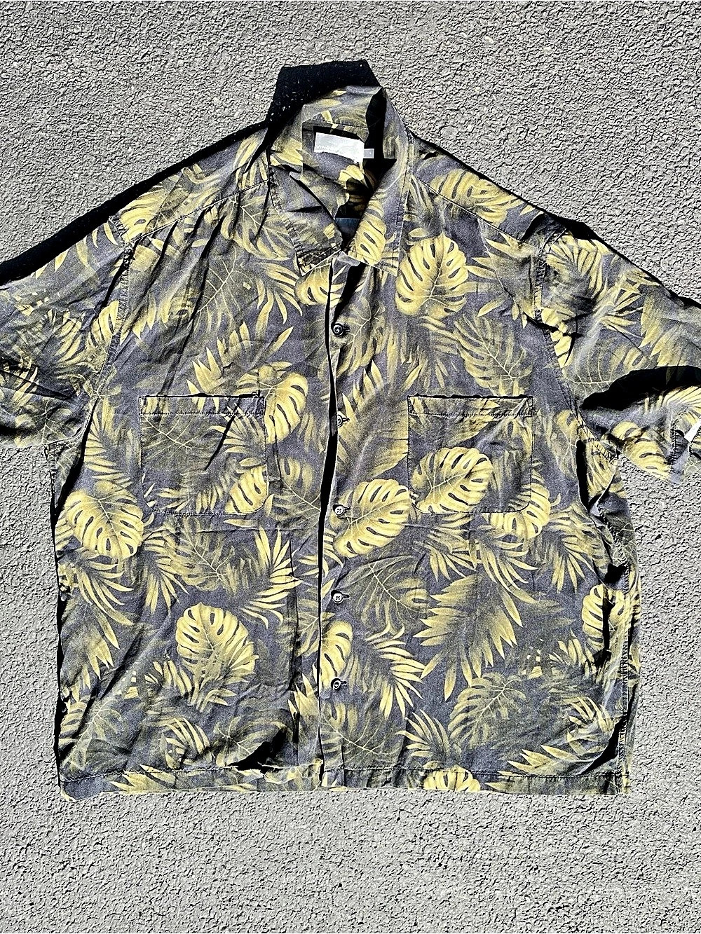 Vince. Men's Short Sleeve Button Down Floral Camp Shirt Black Yellow Size Large